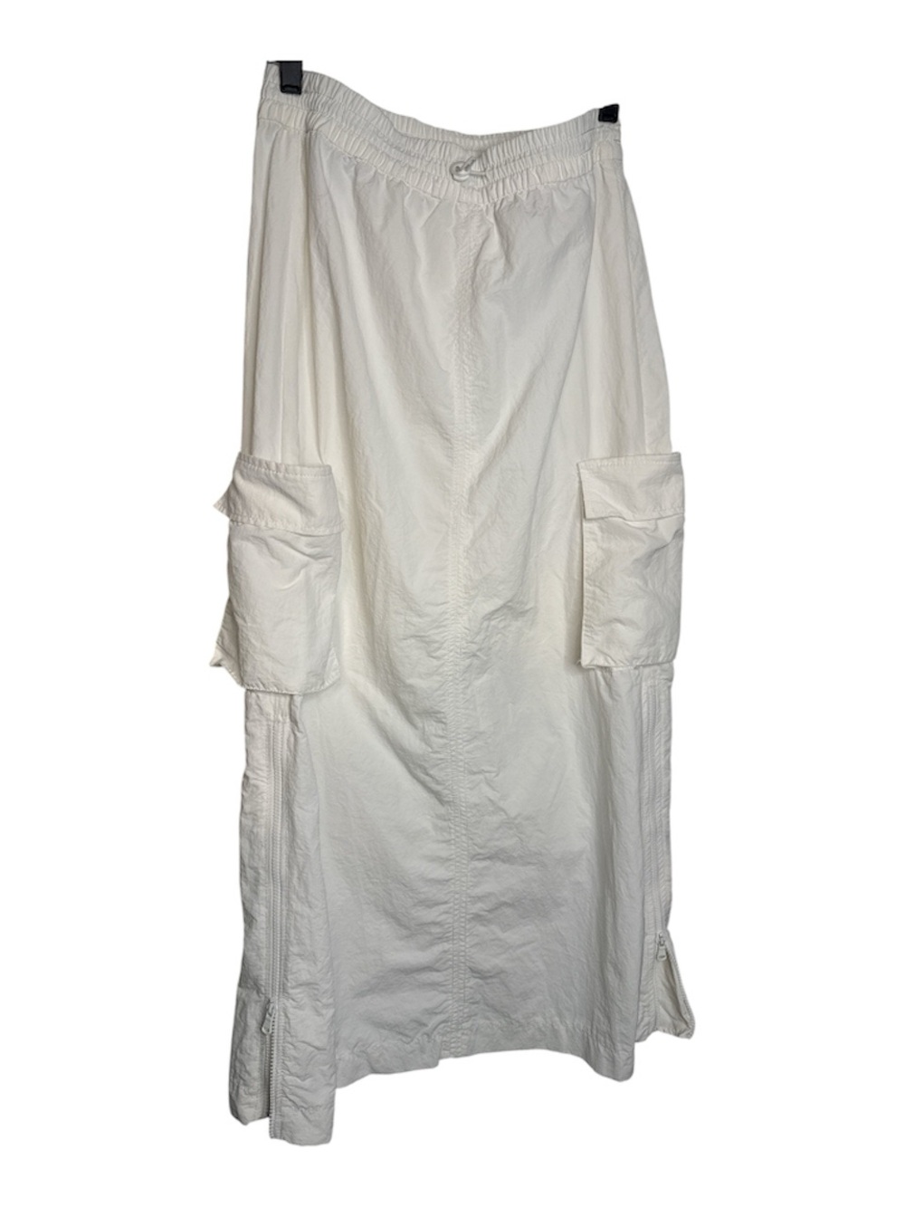 Zara Cargo Maxi Skirt Sz S White Utility Pocket Long Streetwear Skirt Zip Hem